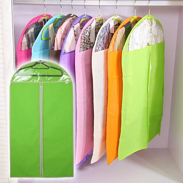 Non-woven Fabric Storage Garment Cover Protector Bag with Translucent Top for Suit Dress Clothes Dustproof (Green)