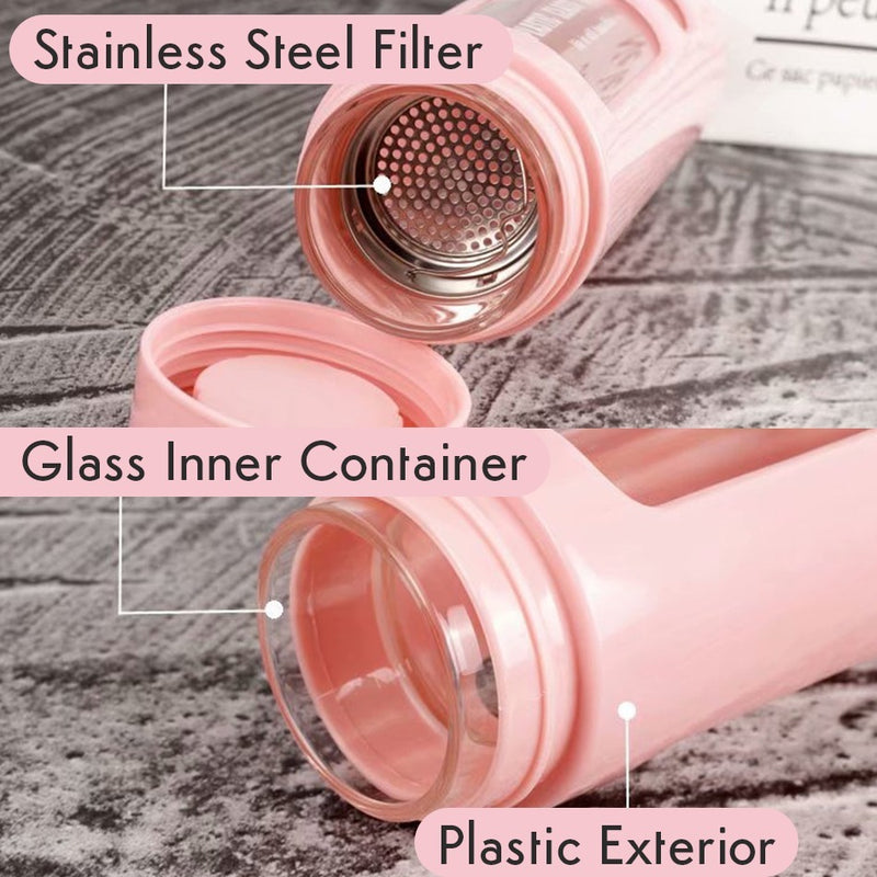 idrop 350ml Portable Drinking Water Bottle Glass Flask