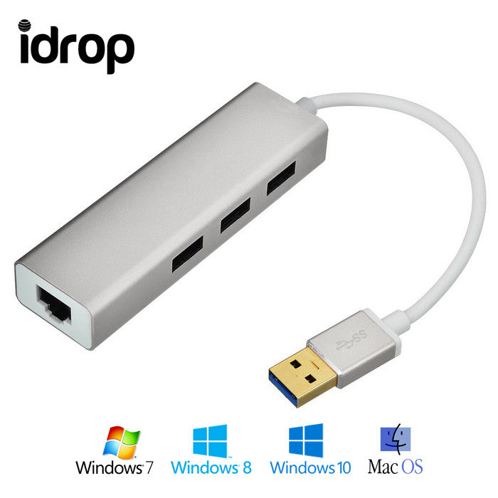 idrop Gigabit Ethernet Adapter + USB 3.0 HUB for Macbook