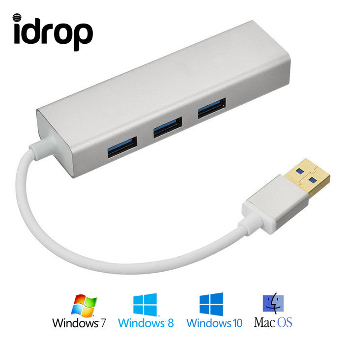 idrop Gigabit Ethernet Adapter + USB 3.0 HUB for Macbook