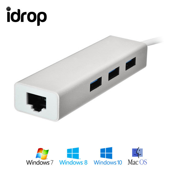 idrop Gigabit Ethernet Adapter + USB 3.0 HUB for Macbook