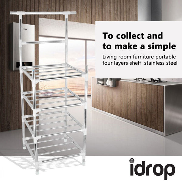 idrop Portable four layers stainless steel shelf  living room furniture