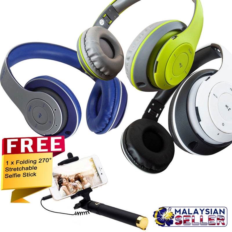 idrop COMBO TM-028 Wireless Bluetooth Headset + Free Selfie Stick Stretchable Extendable Folding 270° Rotating Wired