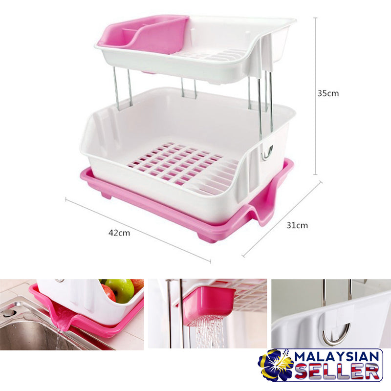 idrop COMBO 2 Layer Draining Board - Dish Drying Rack + Free 3 Random Selection Cooking Frying Pan Sale [3 Different Design]