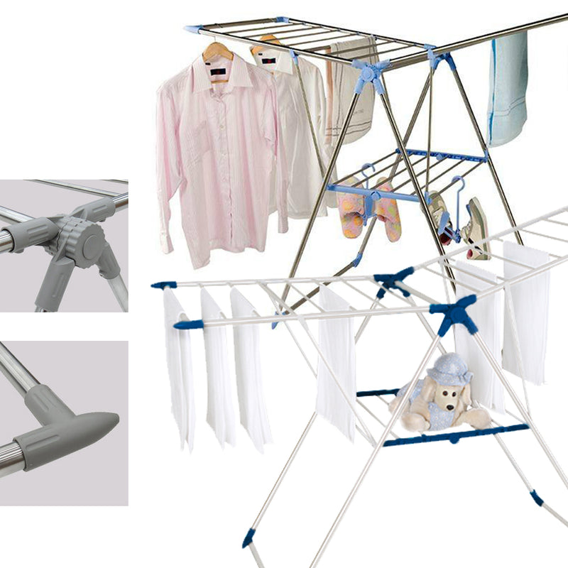 idrop 2 in1  Muntifunction Foldable Rack With Ladder stainless steel folding clothes drying rack laundry dryer rack clothes airer