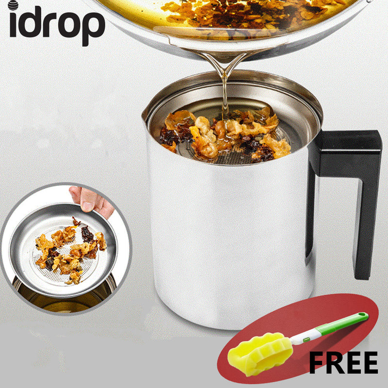 idrop 1.6L Stainless Steel Double Layer Scald Proof Oil Pot