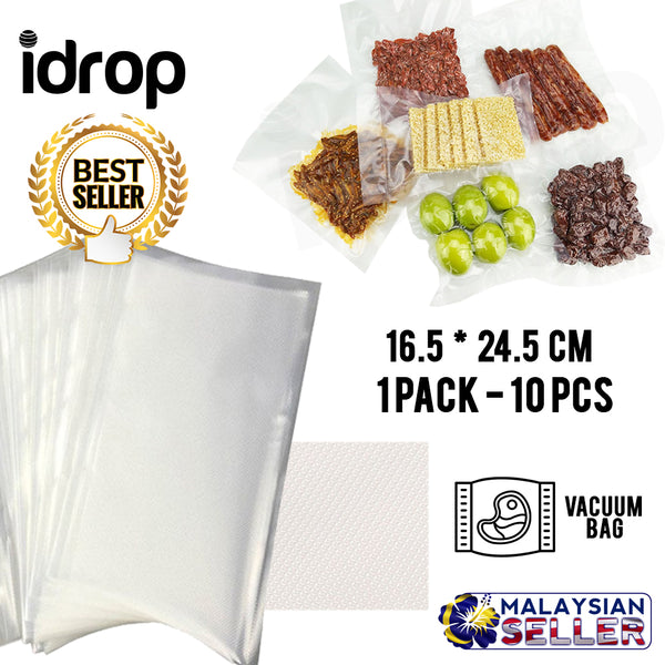 idrop 16.5 * 24.5cm Vacuum Packing Plastic Bags For Vacuum Sealer Machine Food Storage Bags [ 2 pack ]