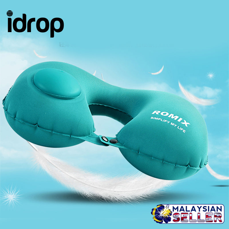 idrop ROMIX Travel Neck Pillow U Shape Hand Inflatable & Foldable Travel Pillow [RANDOM COLOR]