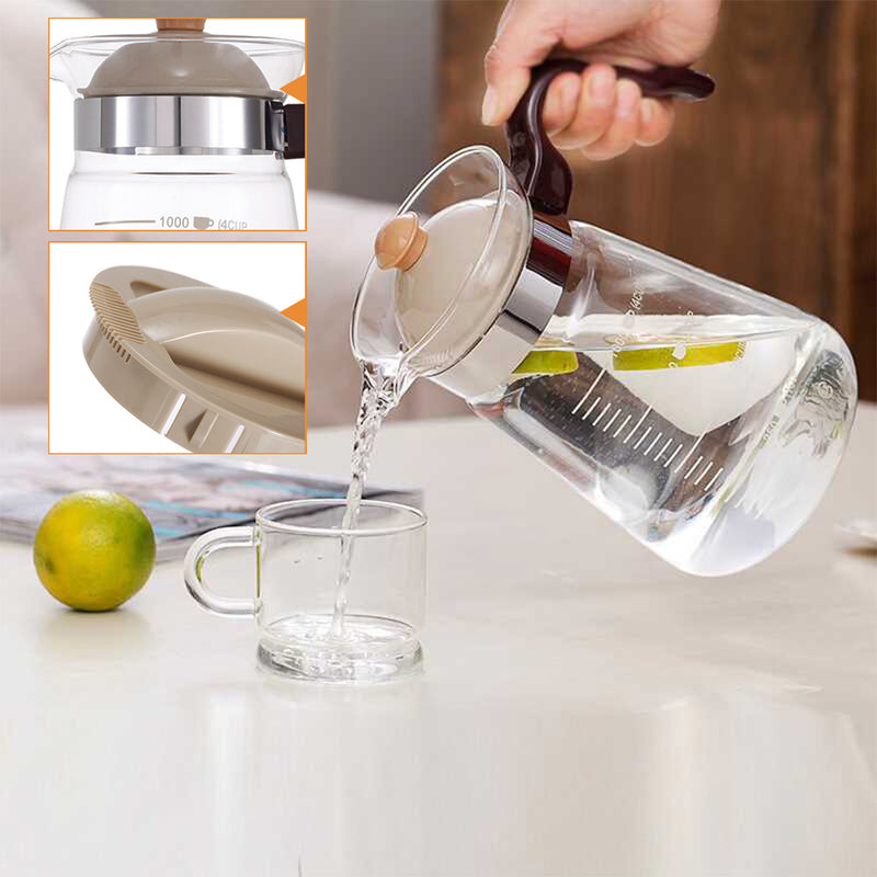 idrop 1.2L Classic Transparent Drinking Glass Teapot for Kitchen Tool