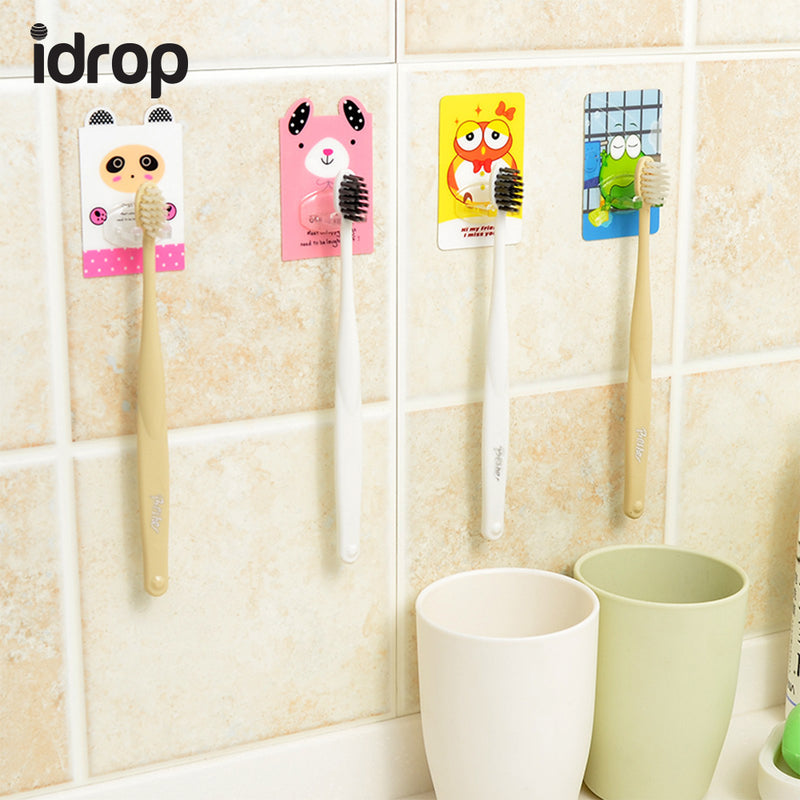 idrop Set of 2 Creative Cartoon Bathroom Hanging Toothbrush Shelf Paste Seamless Toothbrush Rask