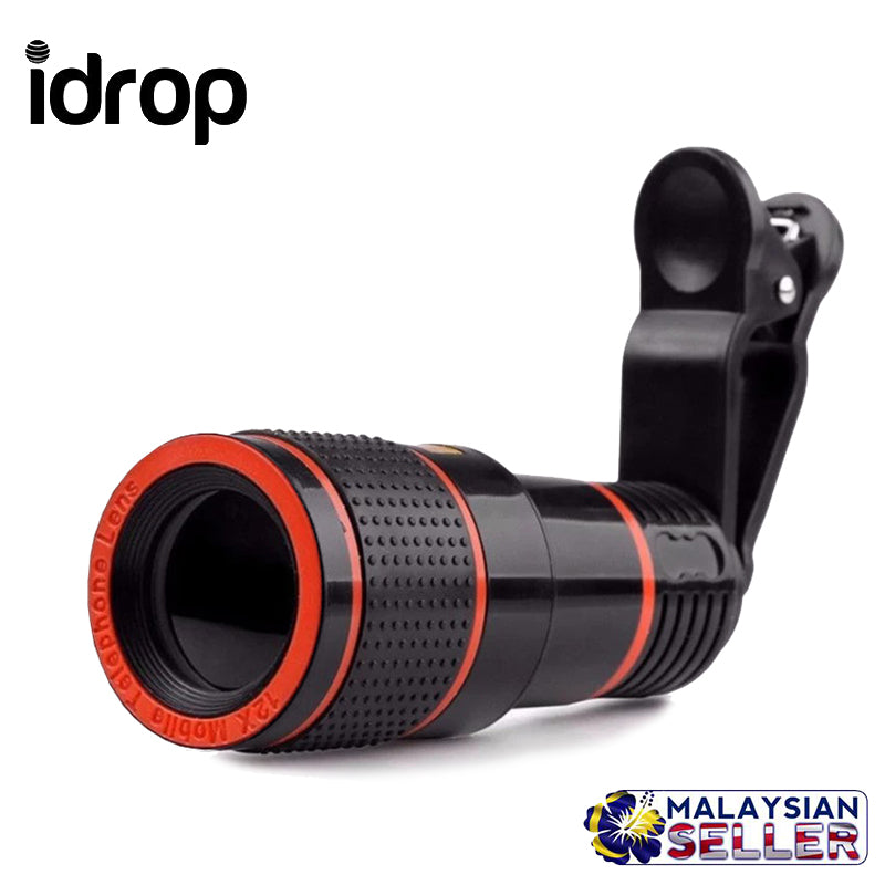 idrop Clip-on 12x Optical Zoom HD Telescope Camera Lens For Universal Mobile Phone
