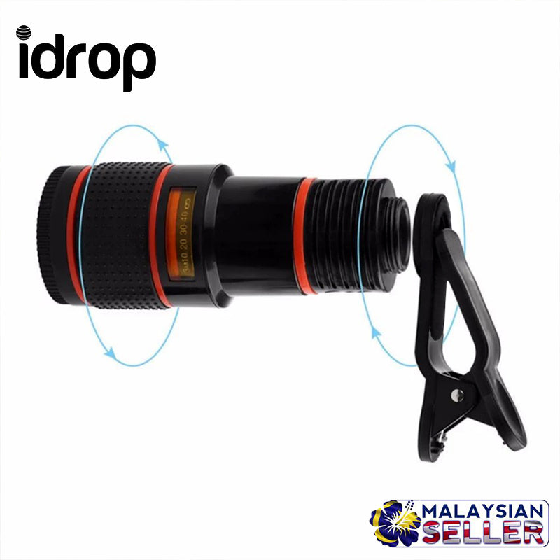 idrop Clip-on 12x Optical Zoom HD Telescope Camera Lens For Universal Mobile Phone