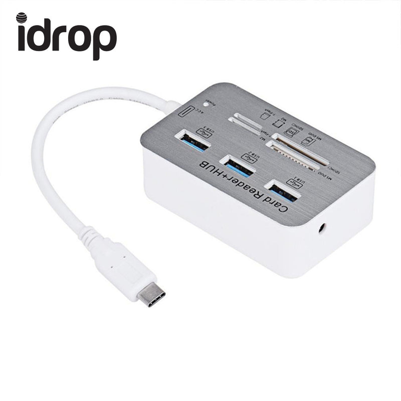 idrop 7 in 1 with Type-C USB 3.0 Hub USB 3.1 MS/ M2/ SD/ TF Card Reader For PC Laptop