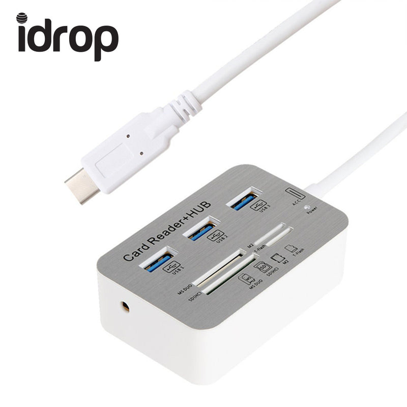 idrop 7 in 1 with Type-C USB 3.0 Hub USB 3.1 MS/ M2/ SD/ TF Card Reader For PC Laptop