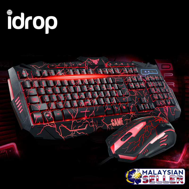 idrop V-100 Three-color Backlight Gaming Wired Keyboard And Mouse Suit