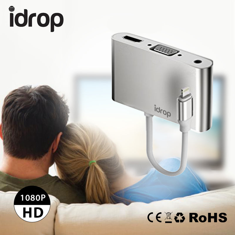 idrop P32 Lightning to HDMI / VGA Audio Adapter for iPhone 5 / 6 / 7 iPad / iPod