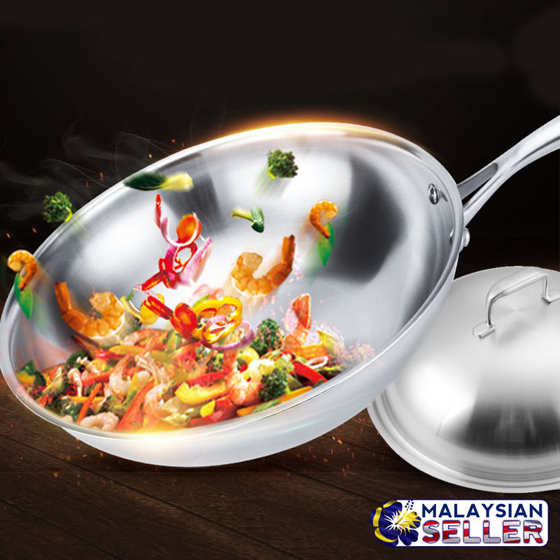 idrop Stainless Steel Non-Stick Frying Pan with Lid 32cm