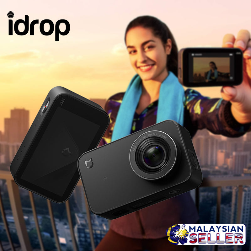idrop Xiaomi Mijia 4K 30fps 2.4" Touch Screen Action Sport Camera Bluetooth WiFi 145 Degree Wide Angle Lens - BLACK